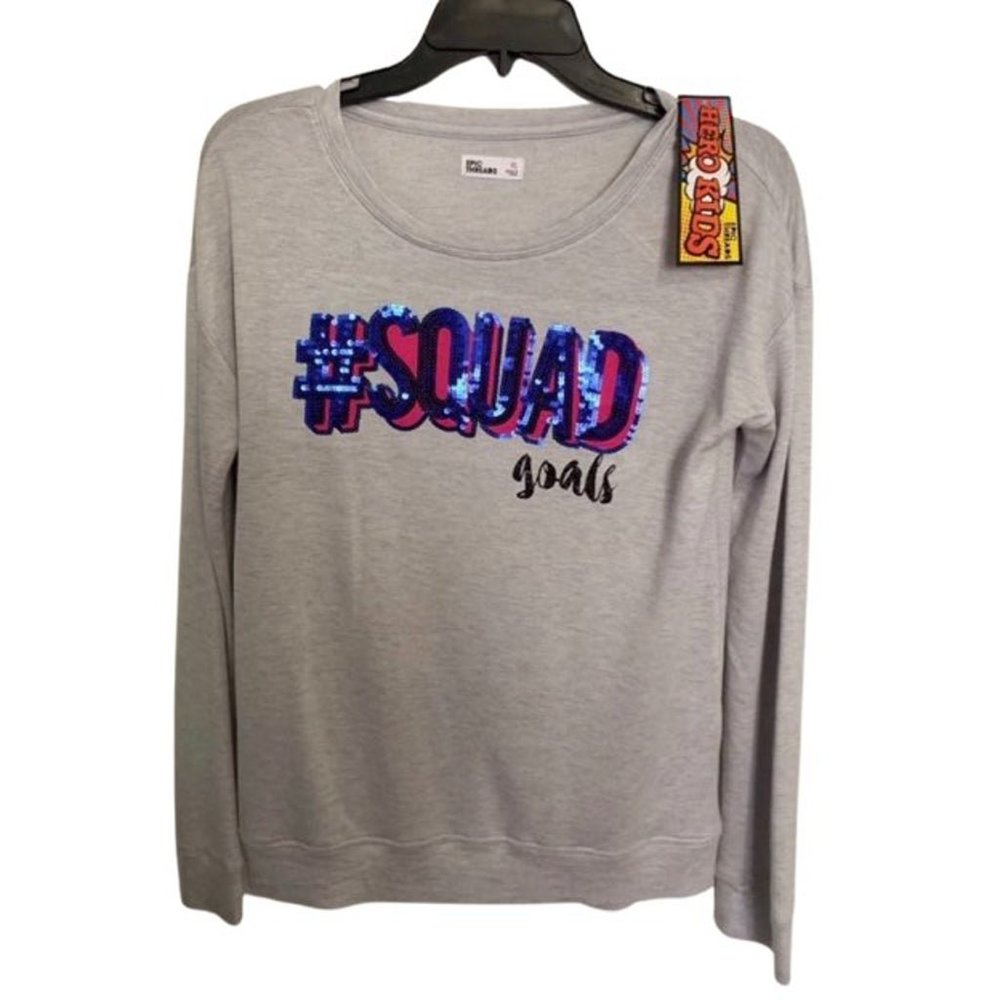 NEW Girls Epic Threads Squad Goals Sequin Sweater Long Sleeved Top Size XL 14-16